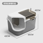 Large Cat Litter Boxes Corridor Style Design Enclosed Litter Tray Odor Splash-Proof Kitten Toilet Convenient Lid Pet Clean