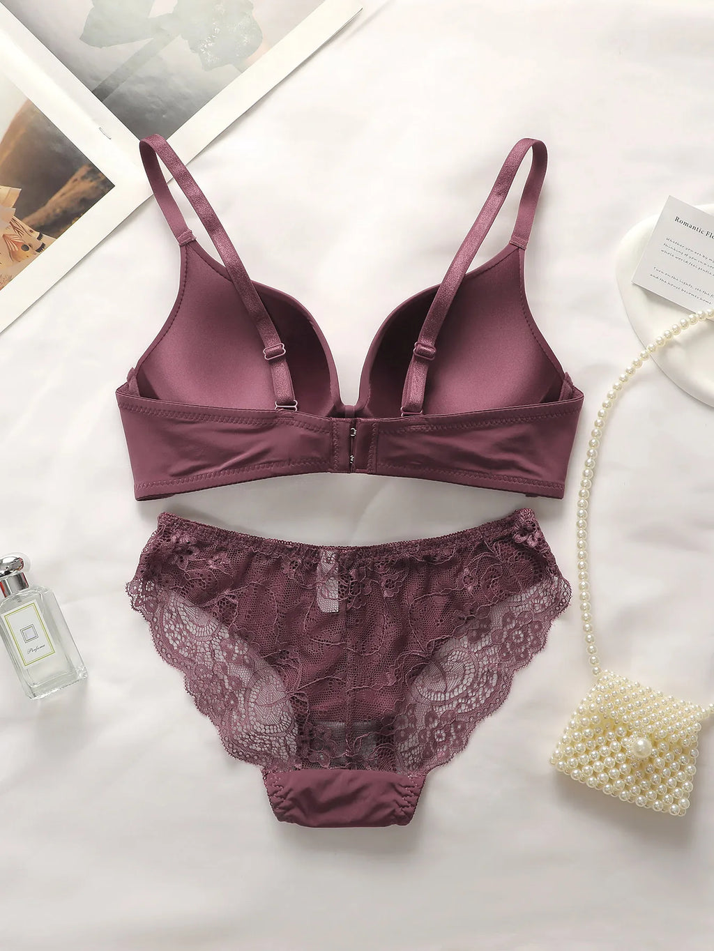 Léa's Secrets Wireless Lace Lingerie Mauve