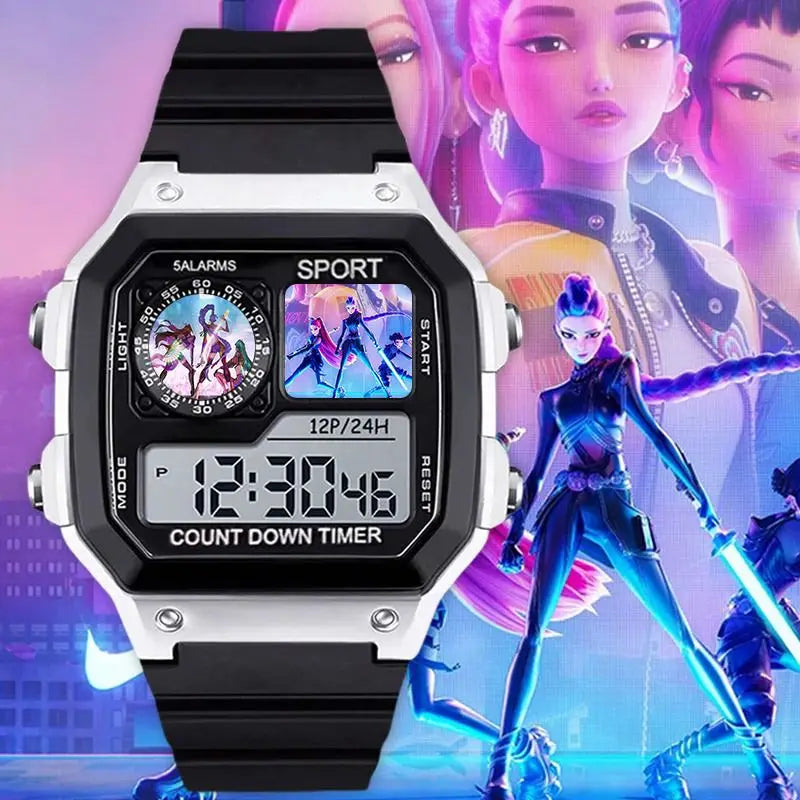 KPop Demon Hunters LED montres numériques Anime femmes montre électronique bracelet en Silicone dessin animé Sport de plein air montre-bracelet horloge cadeaux by LSDLBoutique.ch