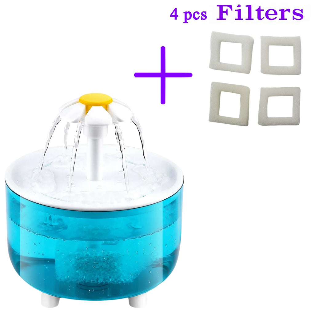 Fontaine à eau pour chat avec filtration par recirculation – 1200 ml – 4 filtres inclus