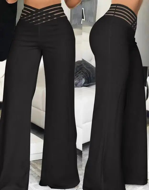 Pantalon large fluide à taille élastique