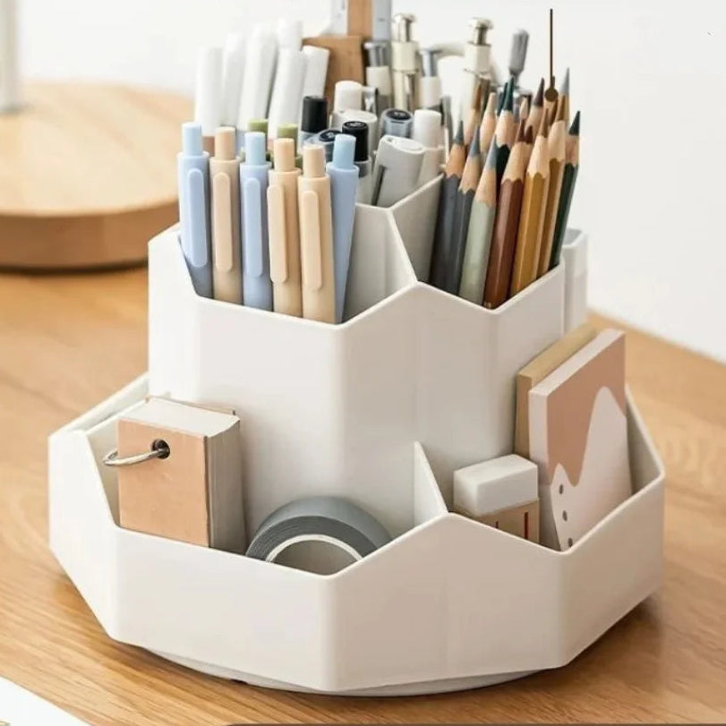 Organiseur de bureau rotatif 360° – Porte-stylos multi-cases