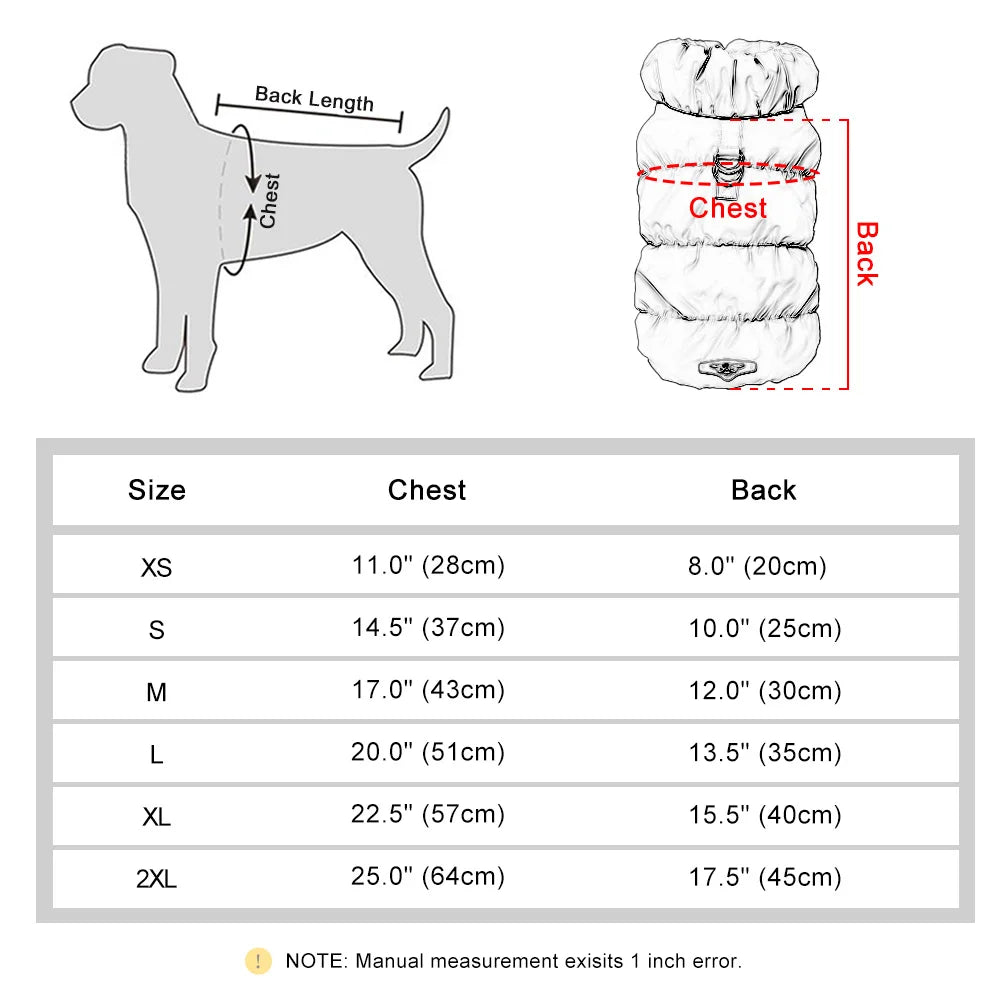 Veste Hiver Pour Chien Rembourrée Bleu Clair Taille S À XL