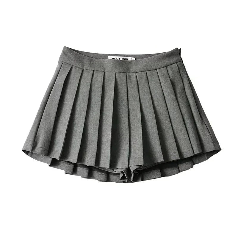 Jupe plissée Spice Girl Mini Skirt – gris, courte, LSDLBoutique