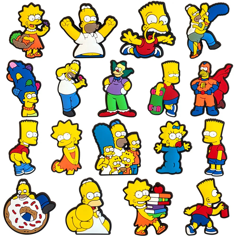 Breloques de chaussures de dessin animé The Simpsons, 18 pièces/ensemble, croco, décoration d'animaux mignons, Badges à boucle, accessoires de chaussures, décorations de pantoufles en point by LSDLBoutique.ch