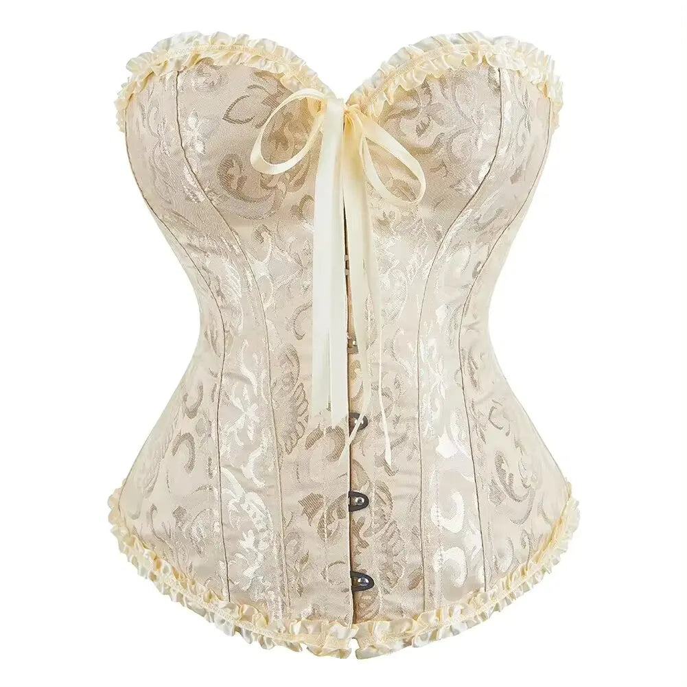 Corselet jacquard floral victorien – Fermeture busc devant