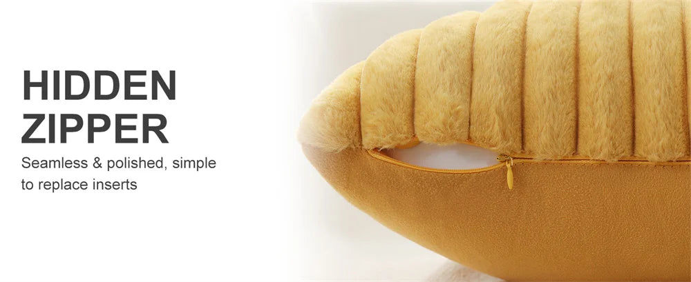 Olanly Taie Oreiller Fausse Fourrure Nordique Jaune Doré