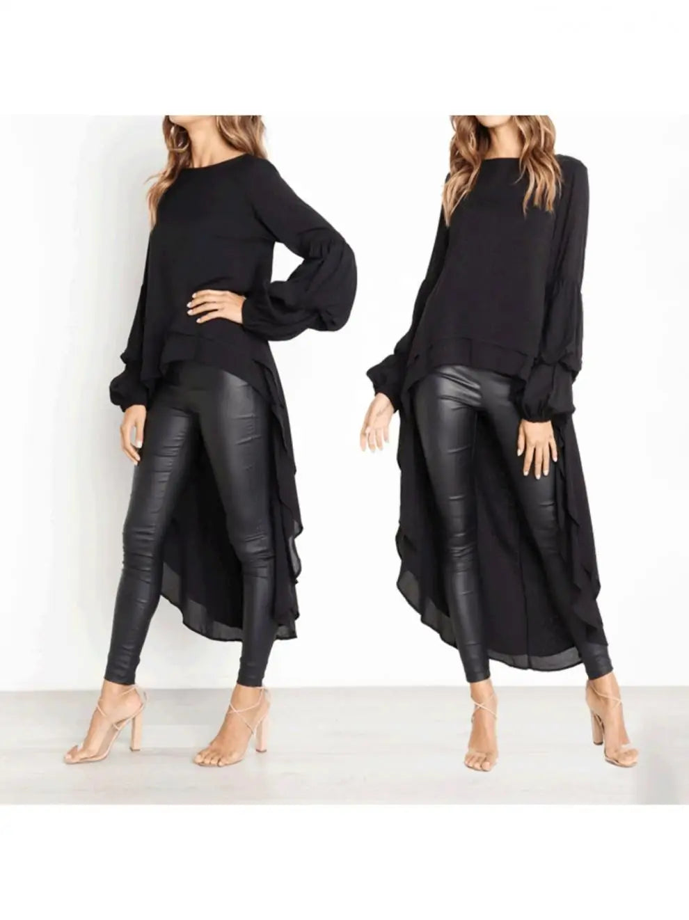 Chemise Mousseline De Soie Lurex Ourlet Asymétrique