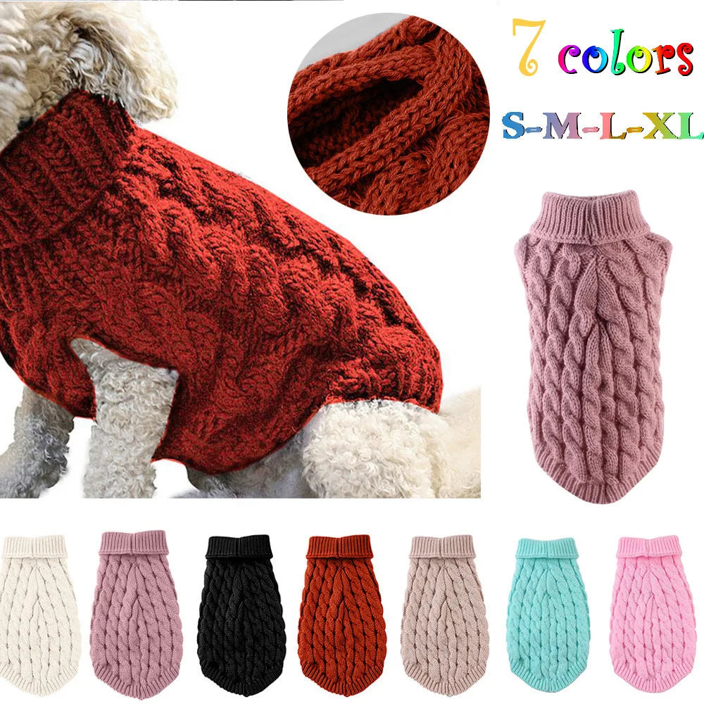 Pull Pour Chien Tricot Torsadé Automne Hiver Chaud Doux