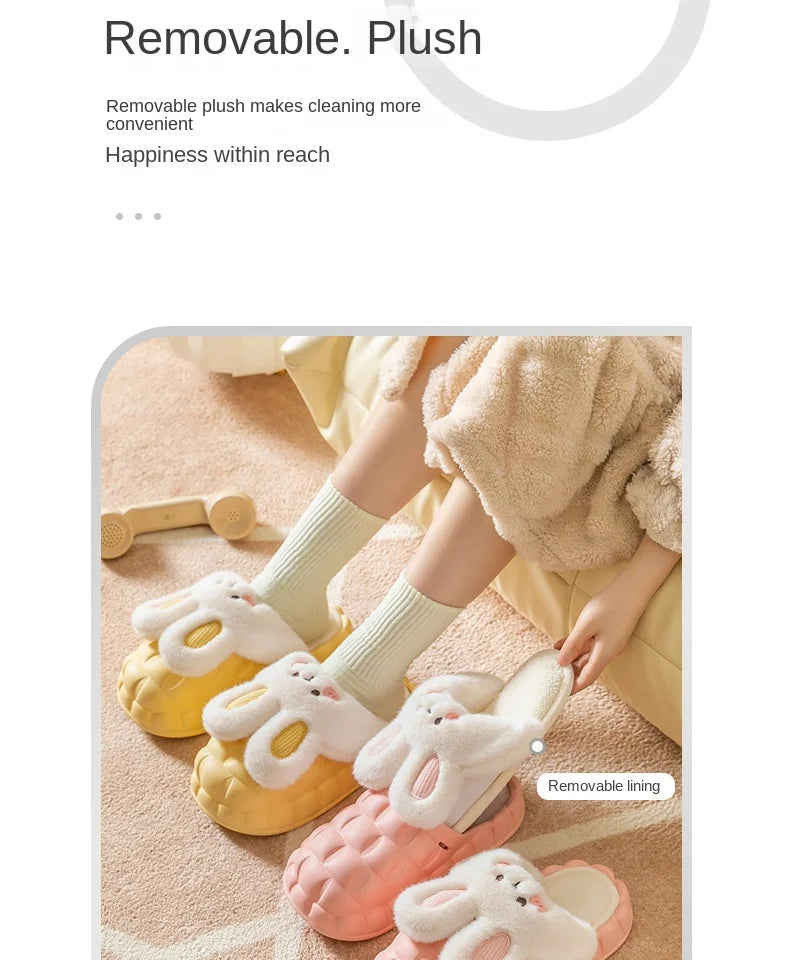 Mo Dou Pantoufles Imperméables en Peluche Unisexe Hiver