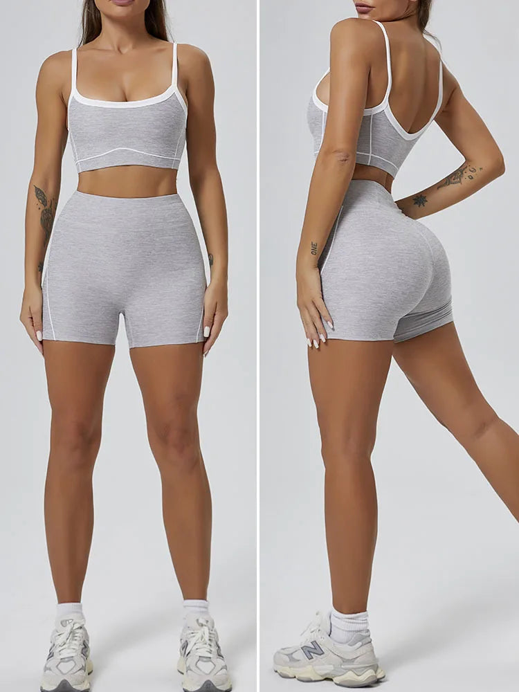 Peiresa Ensemble Yoga Sans Couture Rose Taille Haute