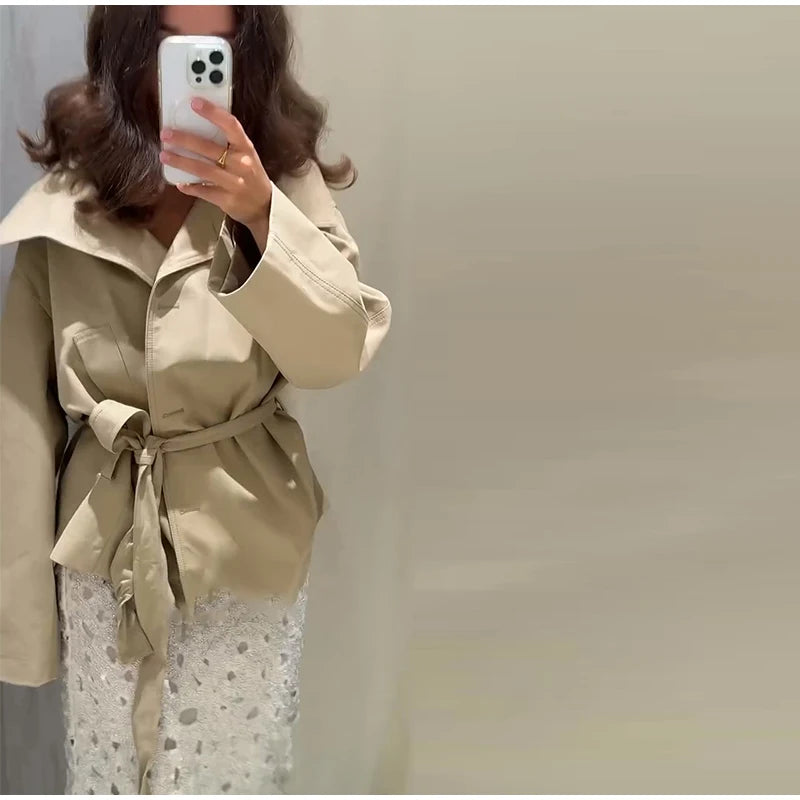 Nonen Veste Pilote Femme Polyester Marron Fermeture Éclair Revers Ample