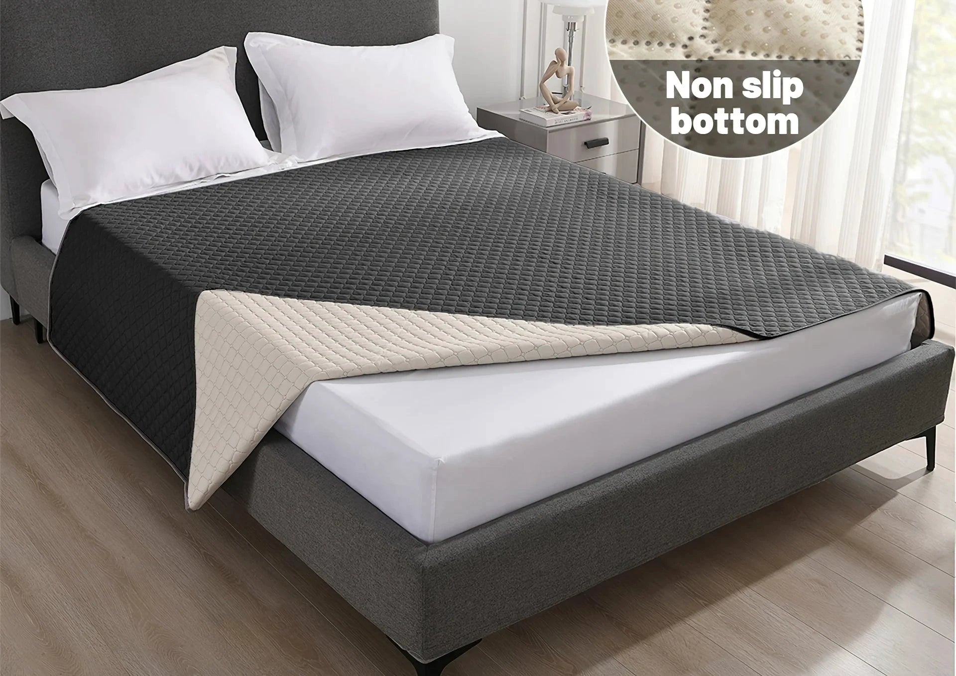 Housse De Lit Chien Anti-Fuite Antidérapante Imperméable Gris