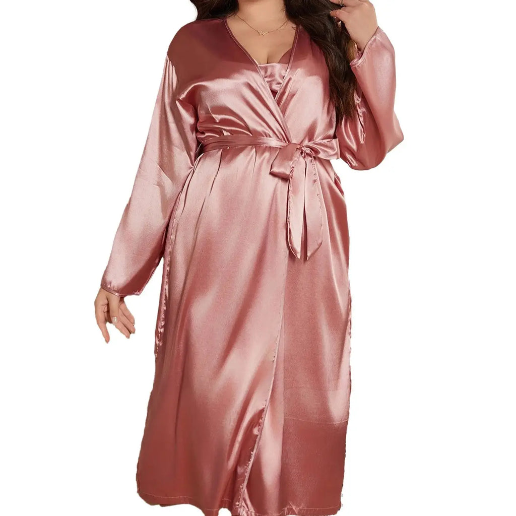 Chemise de Nuit Satin Polyester Rose Grande Taille