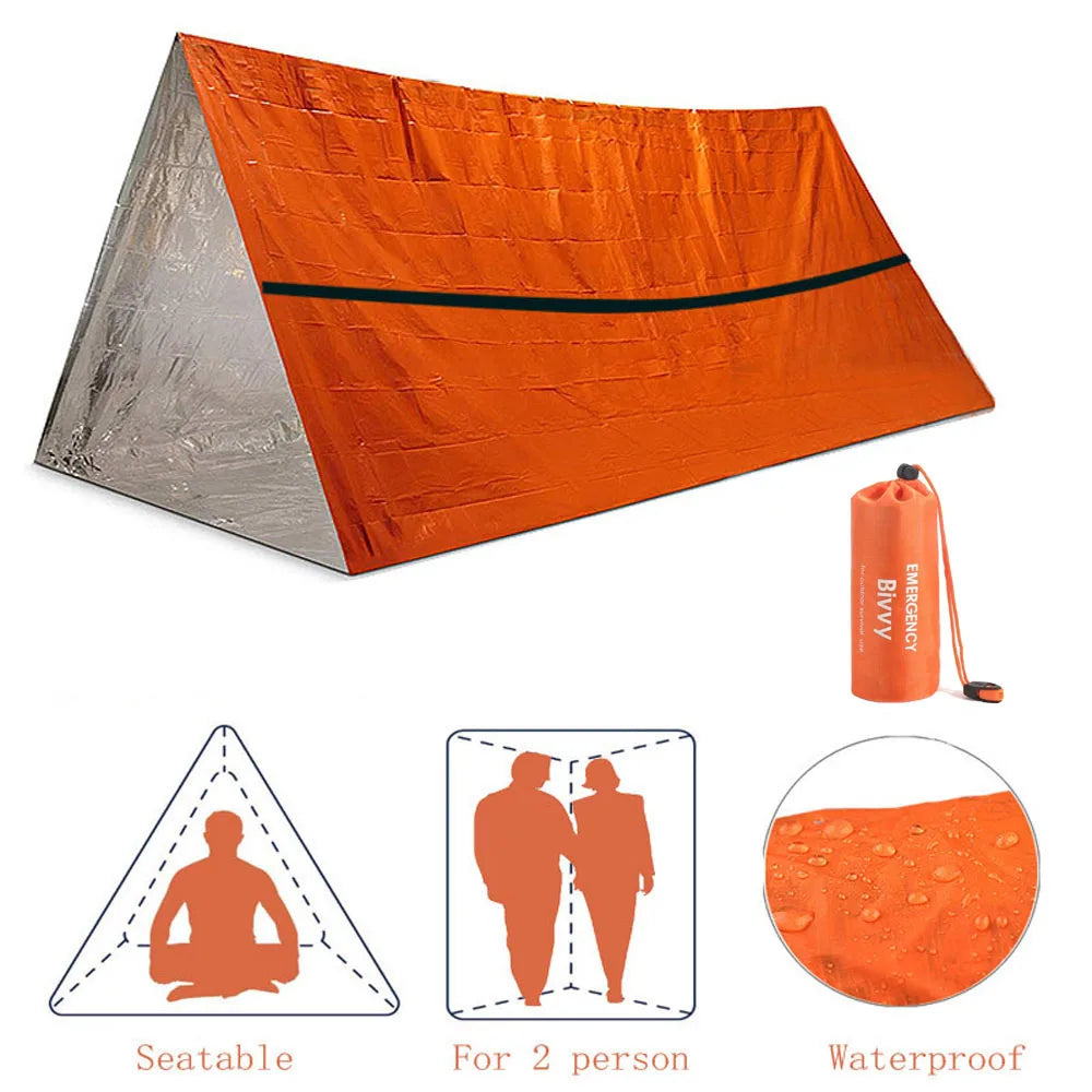 2-Person Waterproof Survival Tent Kit with Mylar Bivy