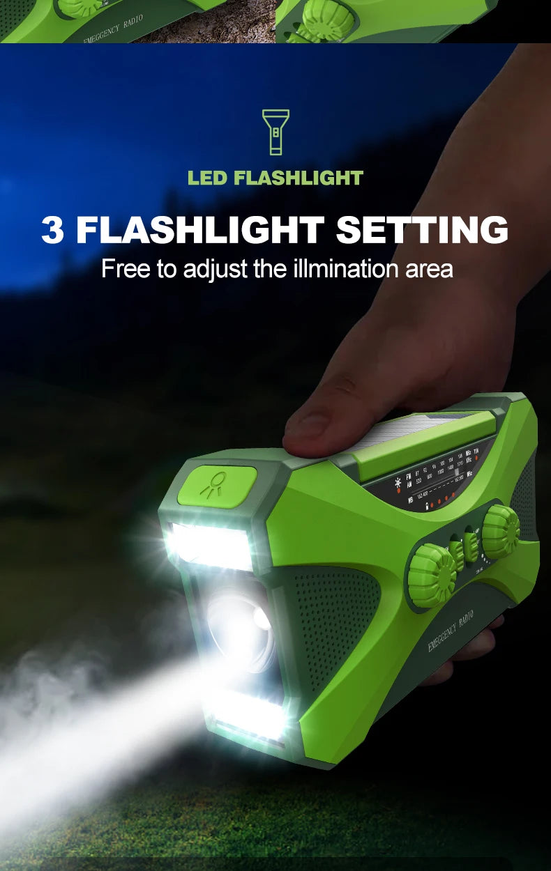 Radio Urgence Solaire 10000mAh AM FM SW LED Manivelle Recharge USB Portable Et Fiable by LSDLBoutique