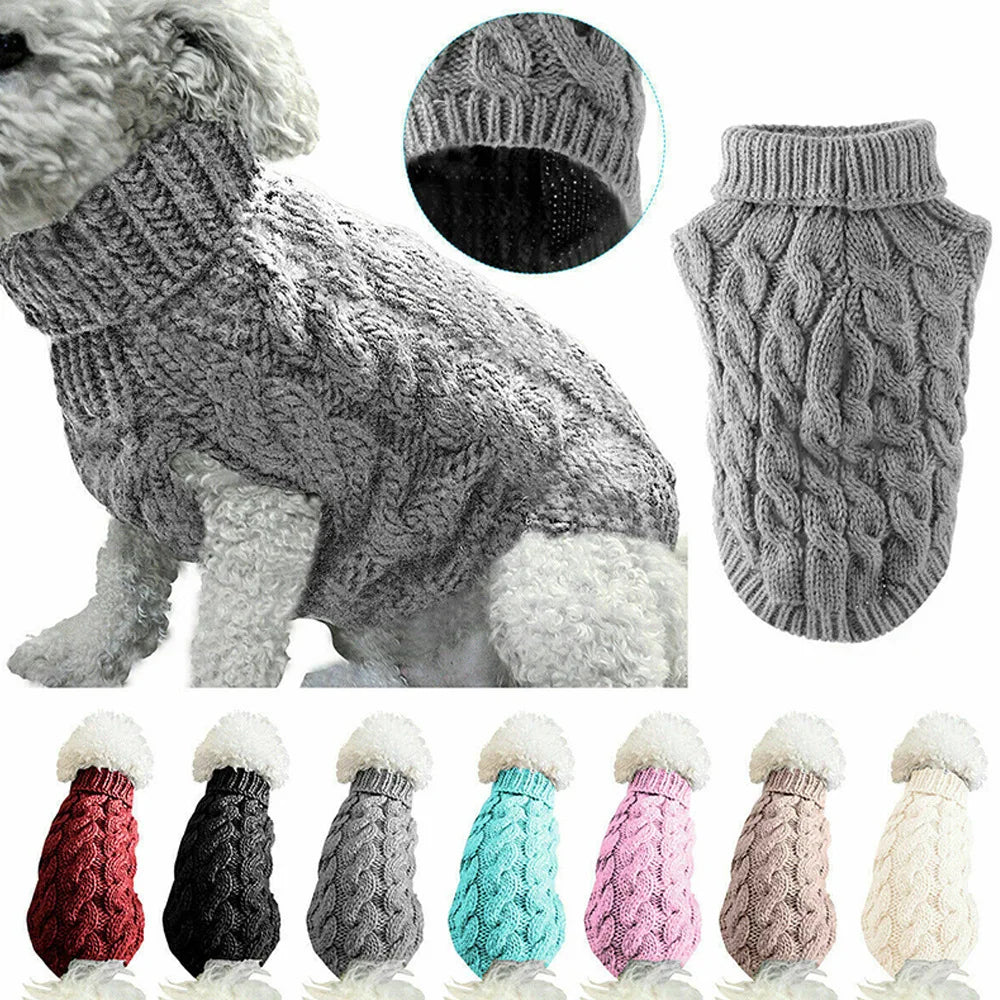 Pull Pour Chien Tricot Torsadé Automne Hiver Chaud Doux