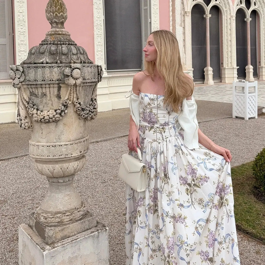 Robe Maxi Imprimée Fleurie Bretelles Spaghetti