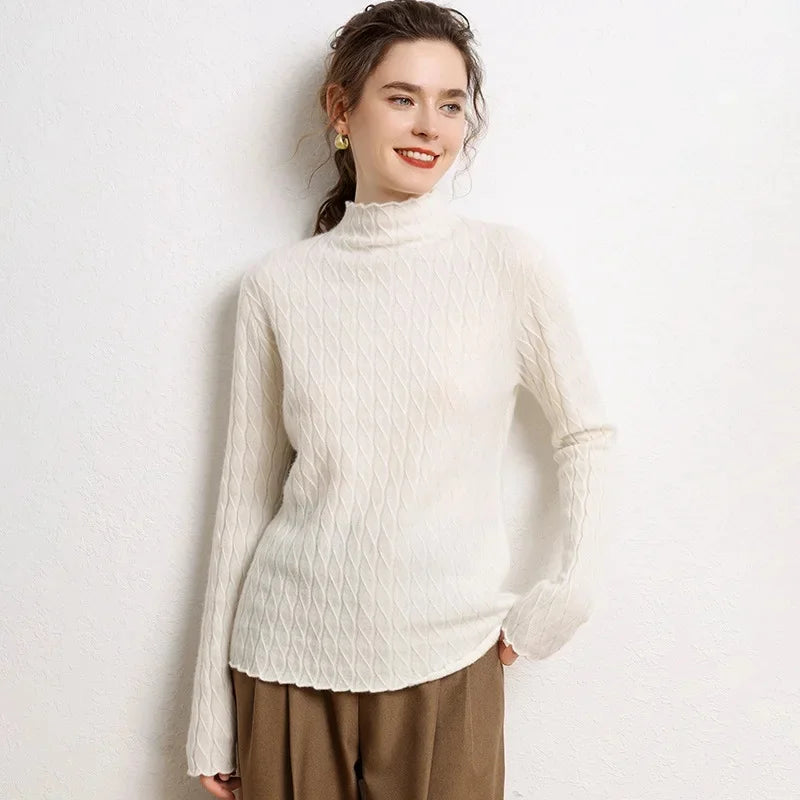 Pull Chaud Femme Cachemire Torsadé Manches Longues by LSDLBoutique.ch