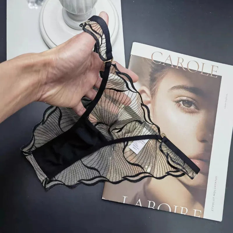 Moyisu Culotte Dentelle Transparente Noire Ultra Fine Taille Basse