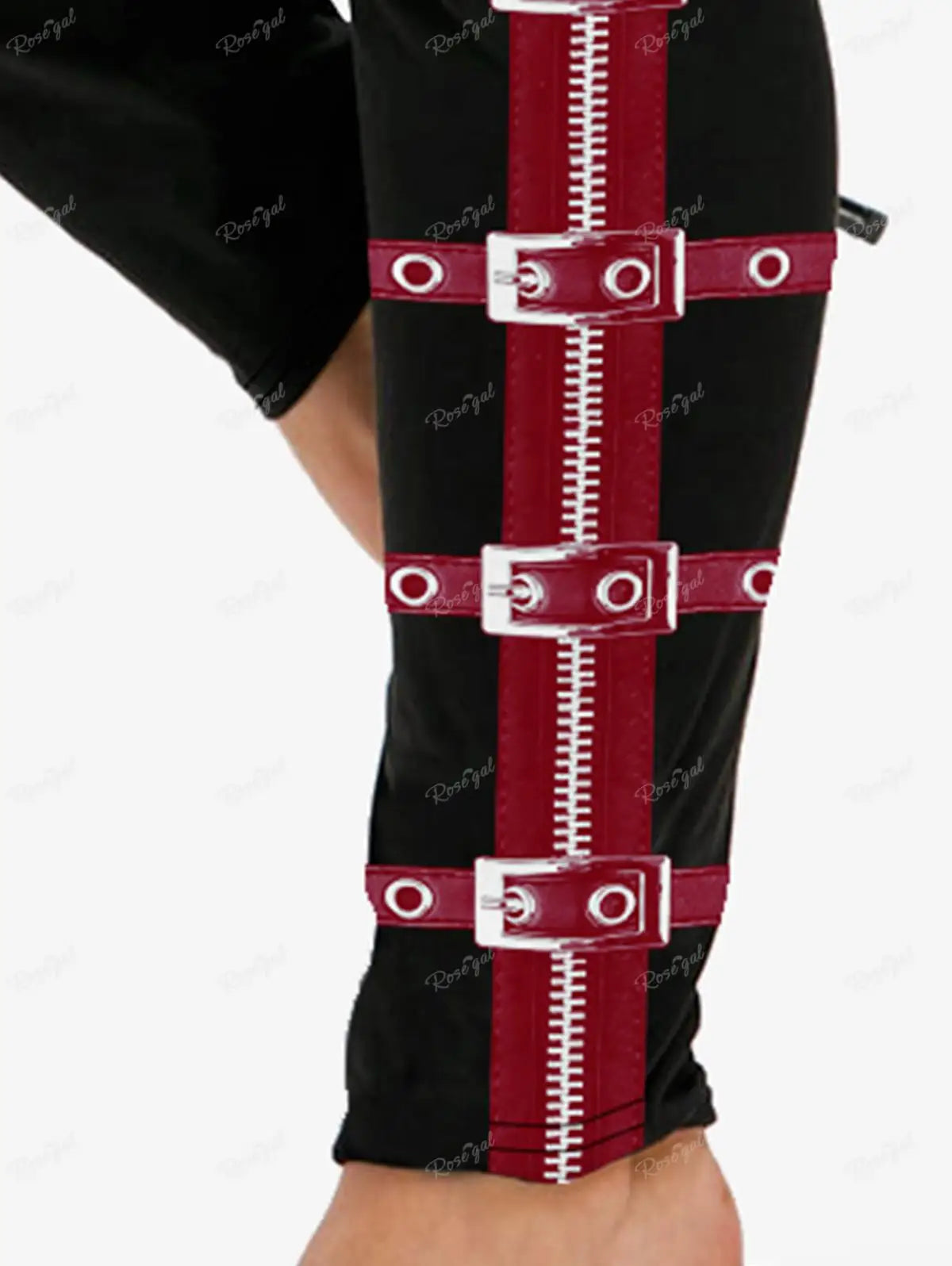 Legging Gothique Grande Taille 5XL Imprimé Boucles Zip 3D Rose Gal