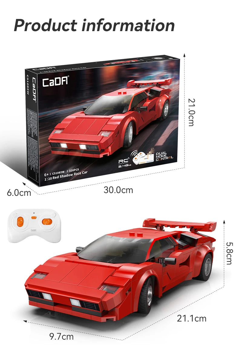 Cada 1:20 328 pièces ville technologique RC voiture de course App blocs de construction télécommande vitesse véhicule briques jouet cadeaux de vacances by LSDLBoutique.ch