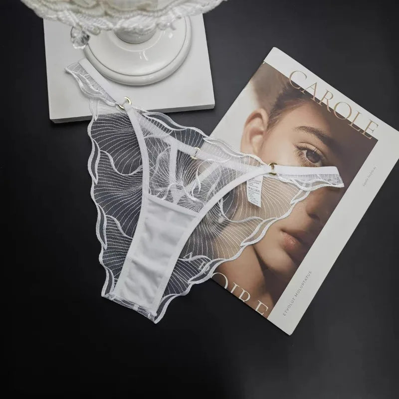 Moyisu Culotte Dentelle Transparente Noire Ultra Fine Taille Basse