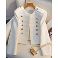 LBP Baiping Veste Femme Court Blanc Boutons Dorés Double Rangée