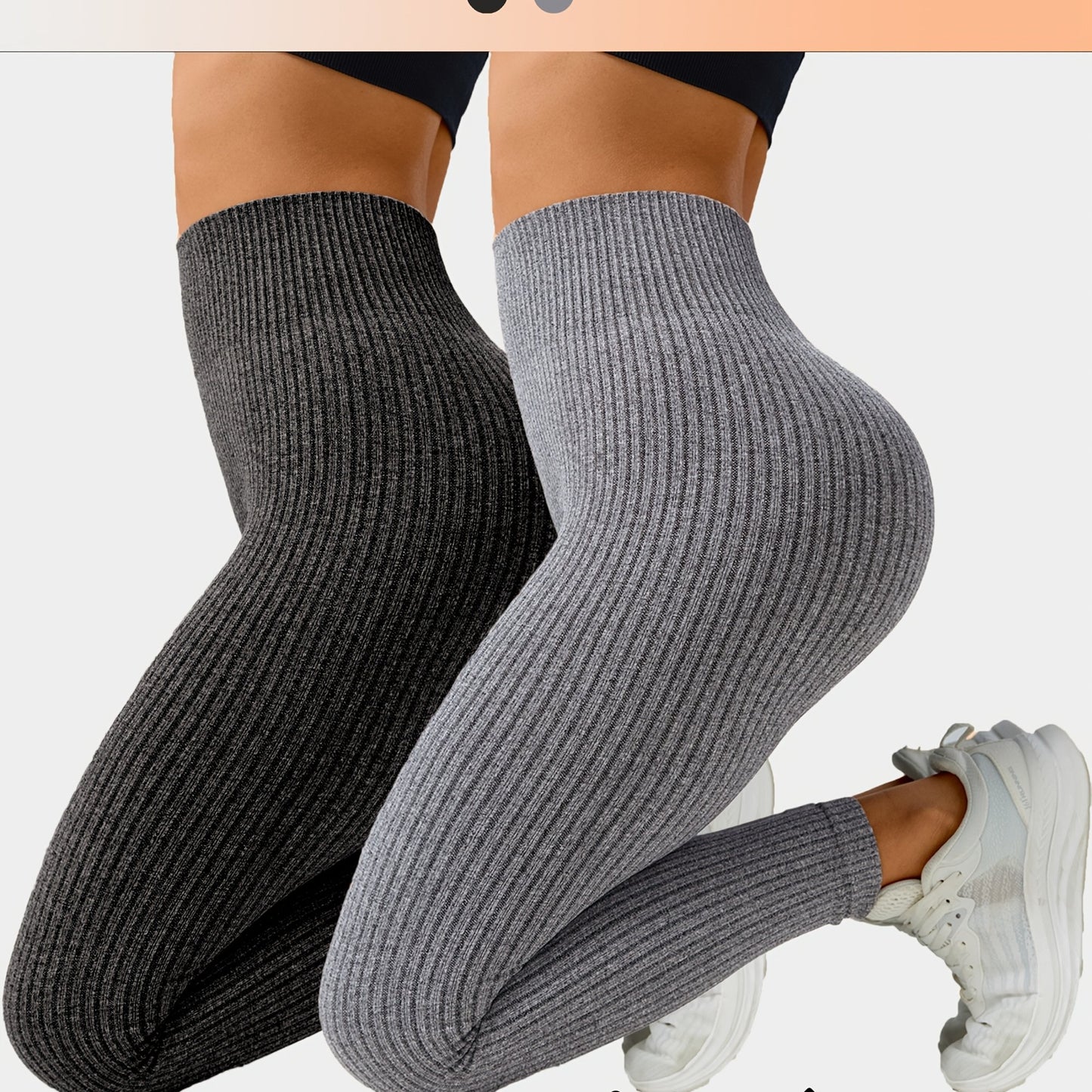 Lot De 2 Leggings Femme Taille Haute Côtelés Confort Stretch Respirants Idéal Yoga Et Fitness by LSDLBoutique.ch