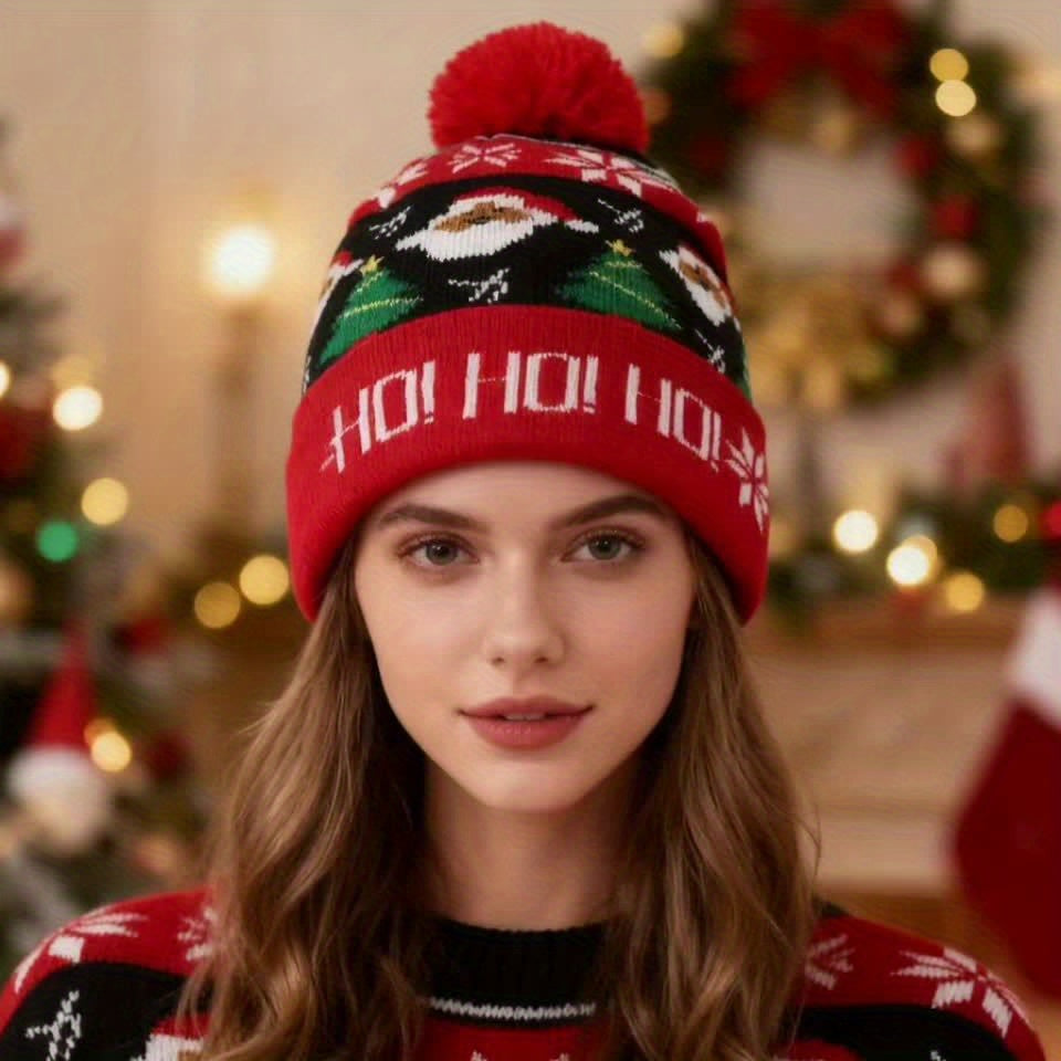 Bonnet De Noël Renne Bonhomme De Neige Sapin Avec Pompon Unisexe Édition Raffinée by LSDLBoutique.ch