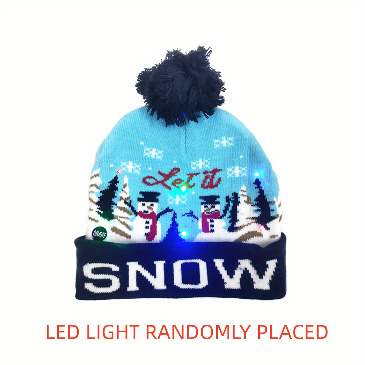 Bonnet De Noël À LED Multicolores Avec Pompon Taille Unique Résistant À L Humidité by LSDLBoutique.ch
