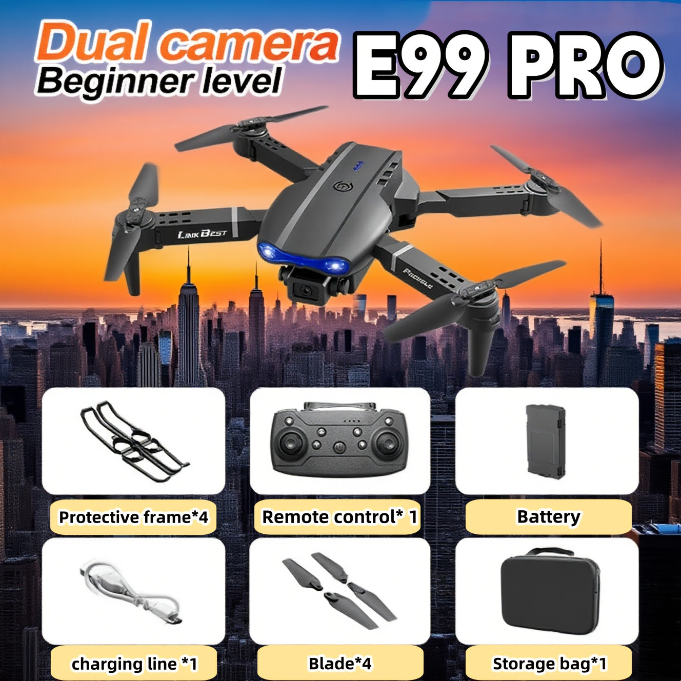 SkyE99 Pro – Drone Pliable Intelligent à Double Caméra HD by LSDLBoutique.ch