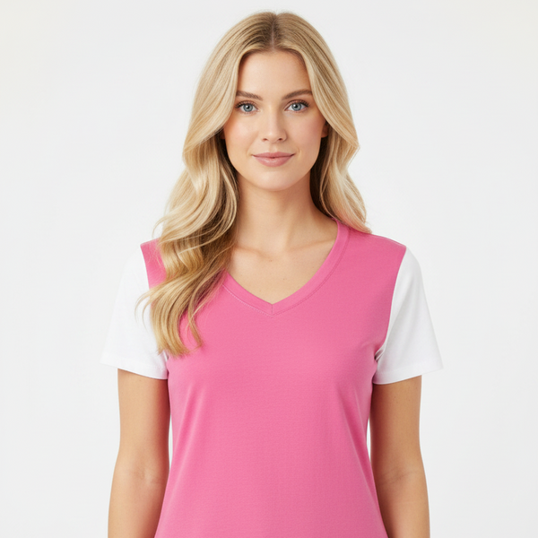 Damen T-Shirt aus elastischem Jersey – Klassischer Schnitt, Rosa
