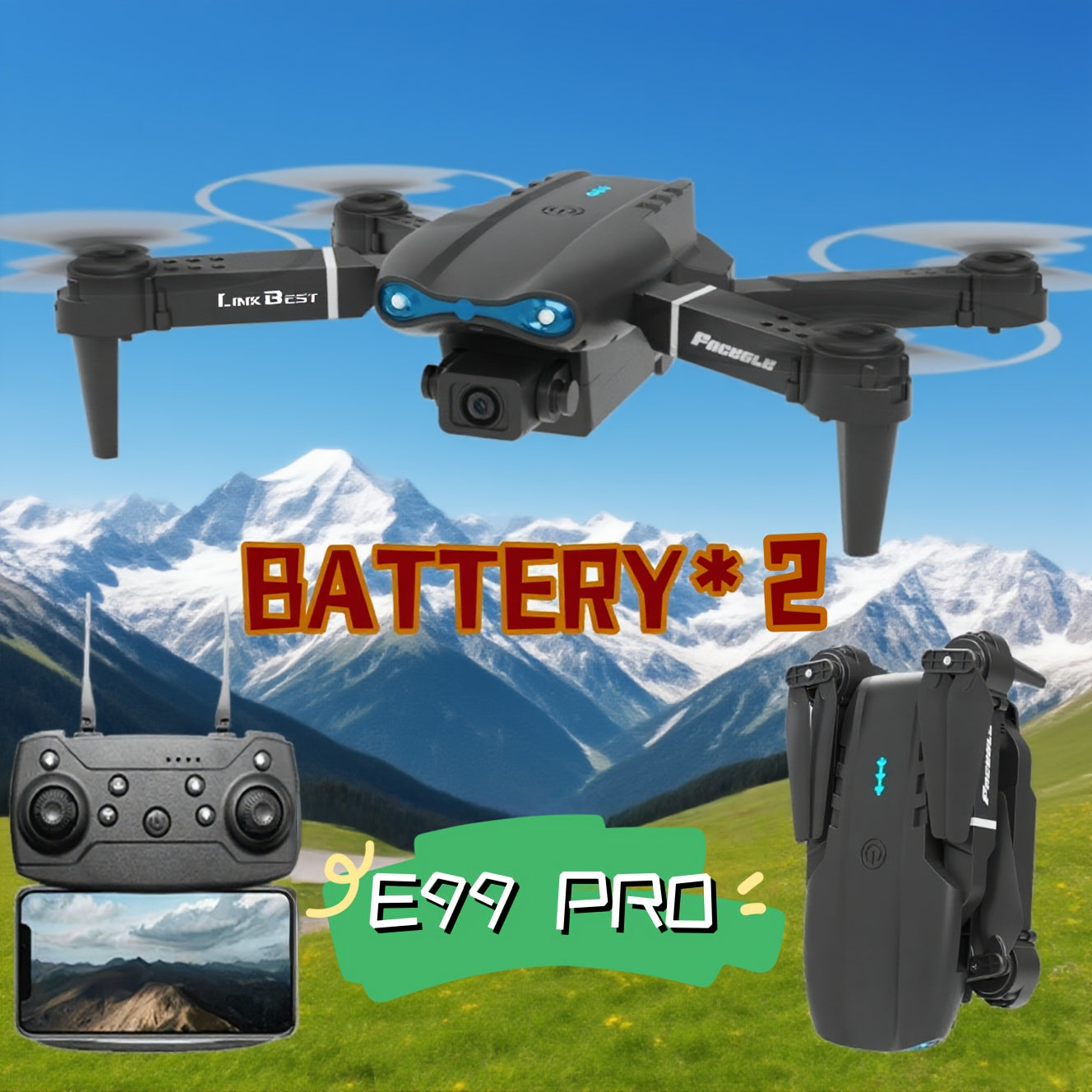 SkyE99 Pro – Drone Pliable Intelligent à Double Caméra HD by LSDLBoutique.ch