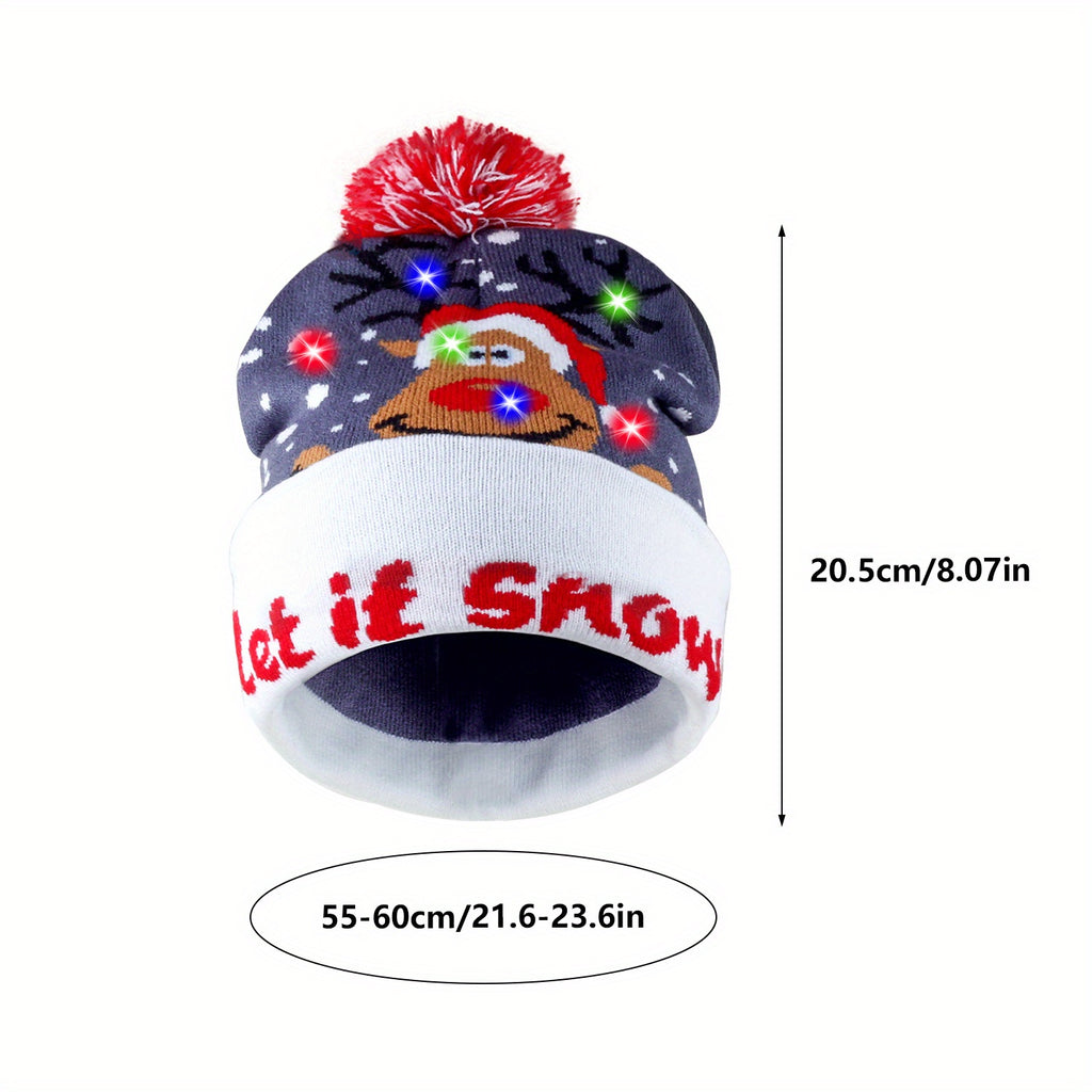 Bonnet Tricoté LED De Noël Pour Adultes Et Enfants Accessoire Festif Lumineux Chaud 100 Pour Cent Acrylique Doux by LSDLBoutique.ch