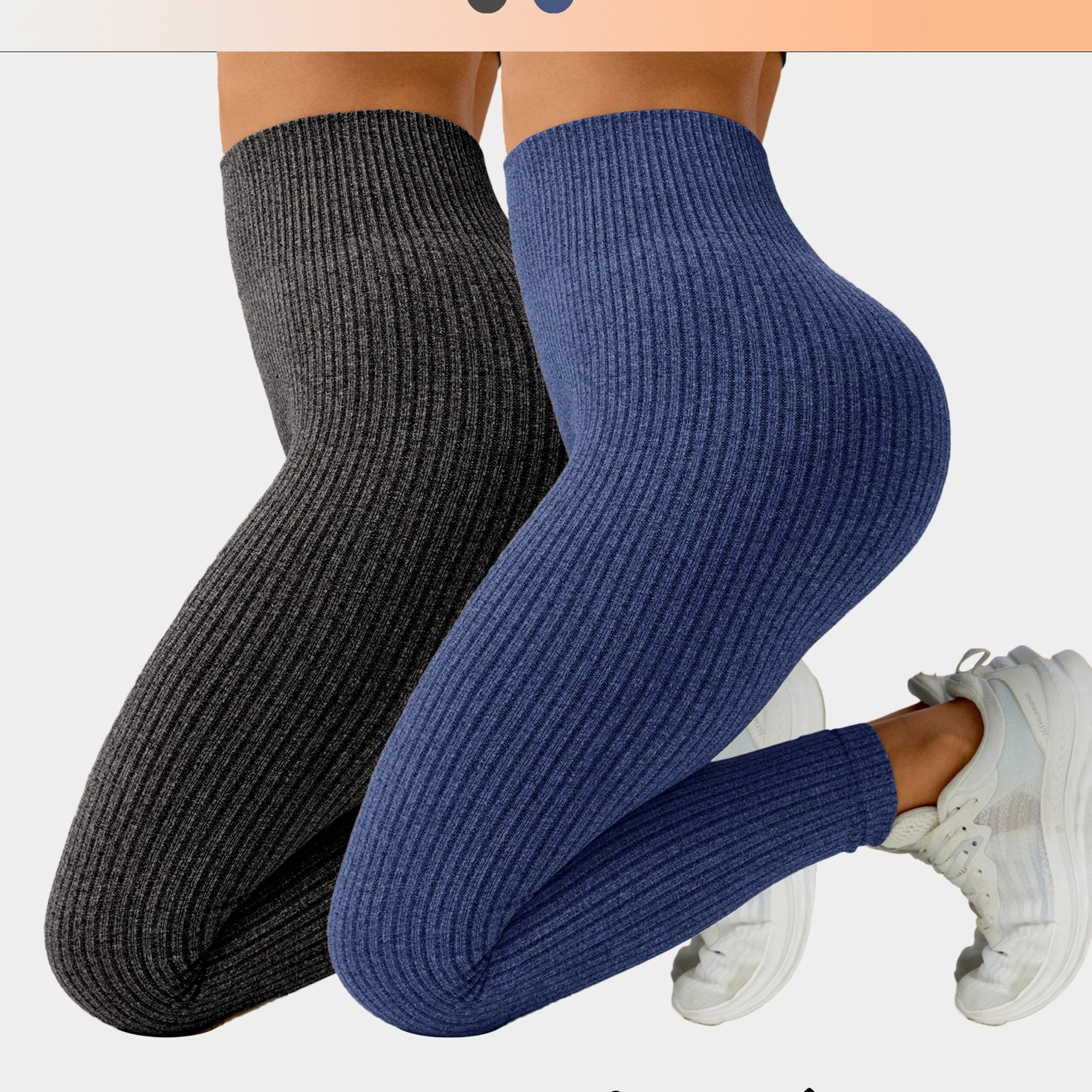 Lot De 2 Leggings Femme Taille Haute Côtelés Confort Stretch Respirants Idéal Yoga Et Fitness by LSDLBoutique.ch