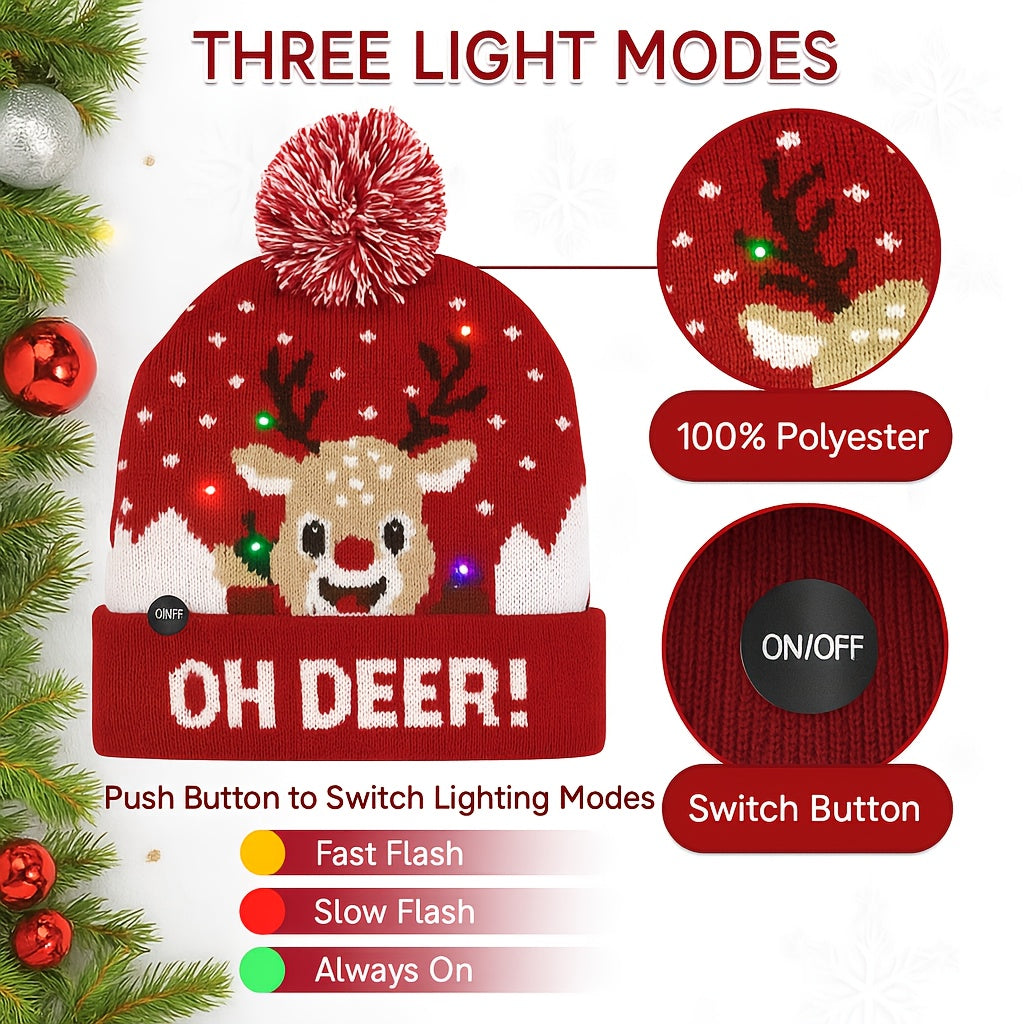 Bonnet De Noël À LED Multicolores Avec Pompon Taille Unique Résistant À L Humidité by LSDLBoutique.ch