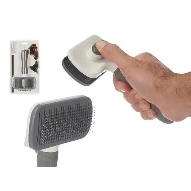 Utilisation du bouton poussoir de la brosse pour animaux Mascow