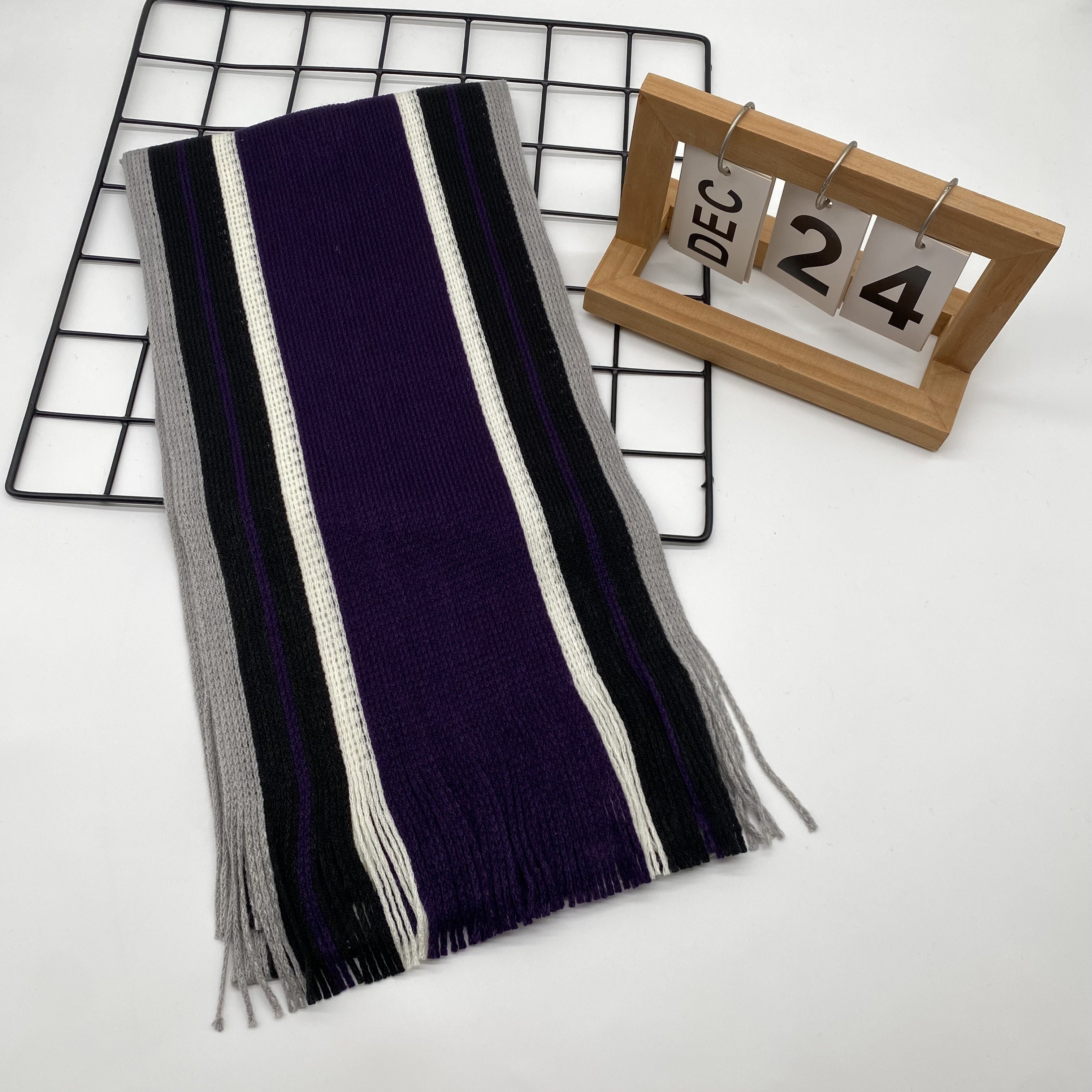 Écharpe Homme À Rayures Tricot Chaud Avec Franges En Acrylique Doux Pour Hiver Confortable Et Légère by LSDLBoutique.ch