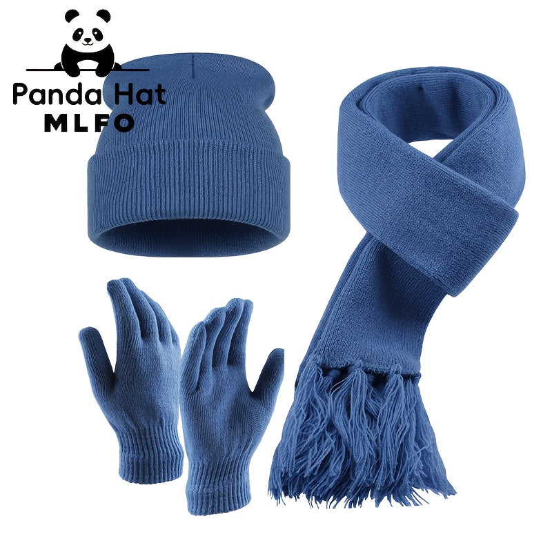Ensemble Hiver 3 Pièces Bonnet Gants Écharpe Tricotés Confort Léger Acrylique 100 Pourcent Isolation Chaude MLFO by LSDLBoutique.ch