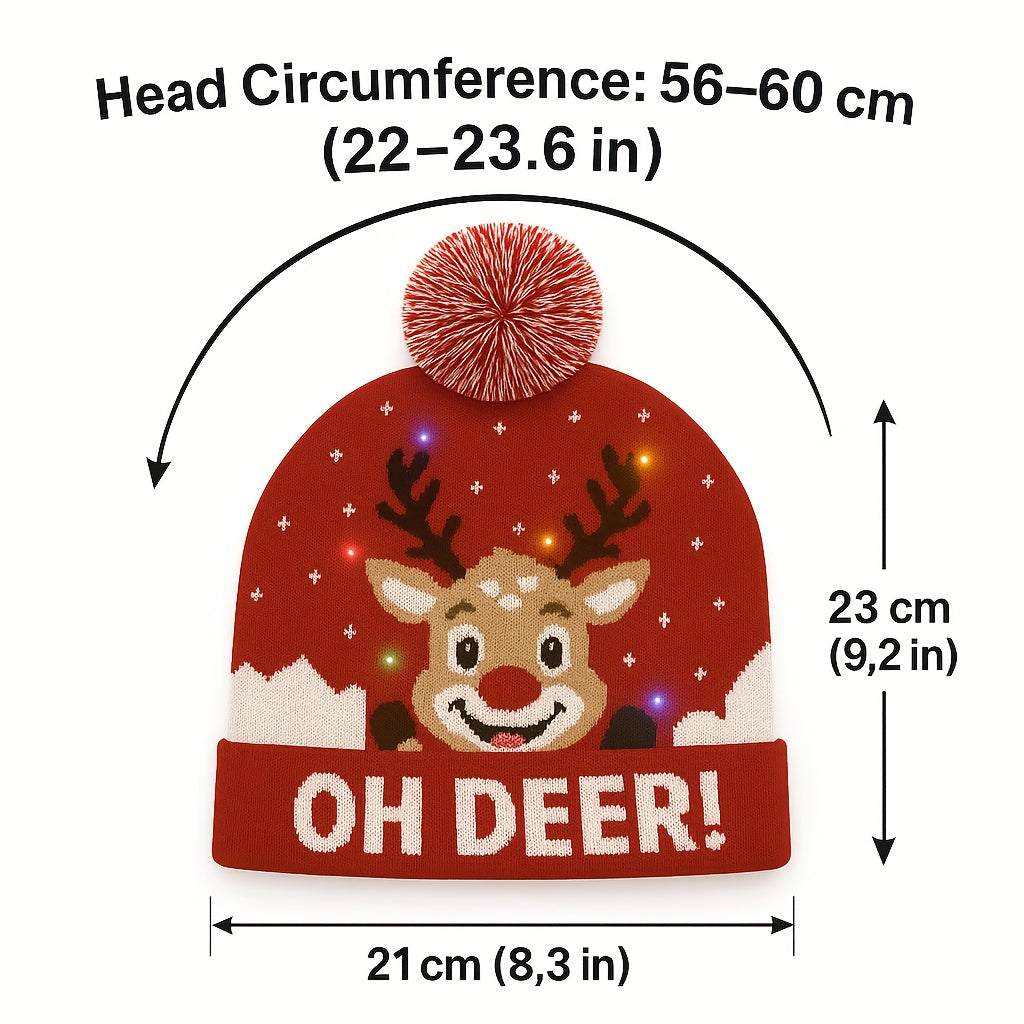 Bonnet De Noël À LED Multicolores Avec Pompon Taille Unique Résistant À L Humidité by LSDLBoutique.ch