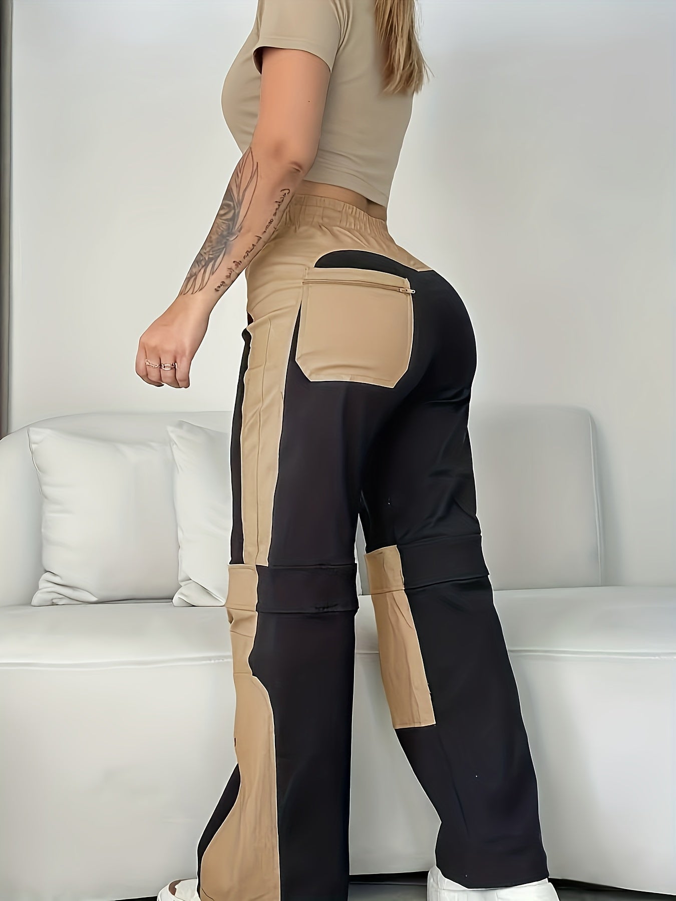 UrbanEase – Pantalon Cargo Femme Vintage à Blocs de Couleur by LSDLBoutique.ch