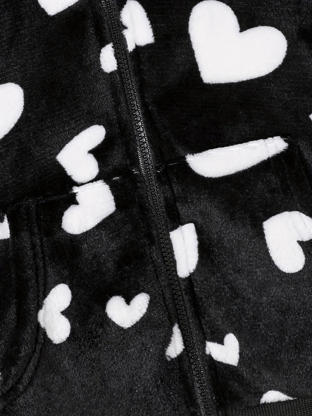 Cardigan À Capuche Zippé Imprimé Cœur