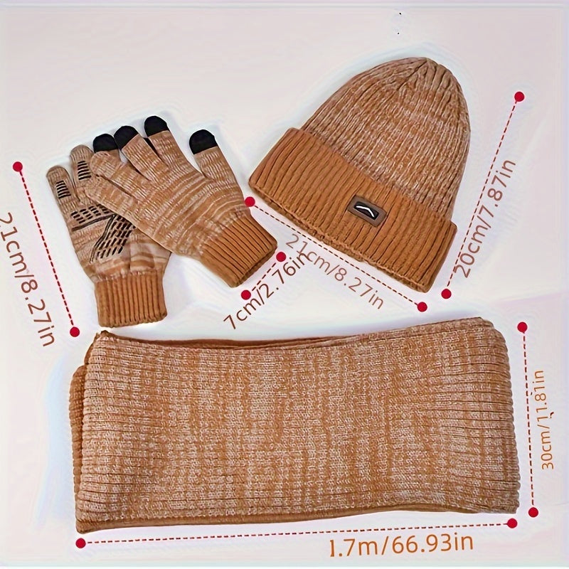 Ensemble Bonnet Écharpe Gants Homme Hiver Tricotés Trois Pièces Confort Élégant by LSDLBoutique.ch