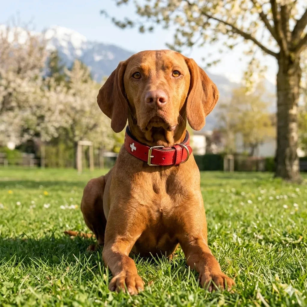 Collier pour chien en cuir Hunter rouge, boucle métallique, taille 35–43 cm