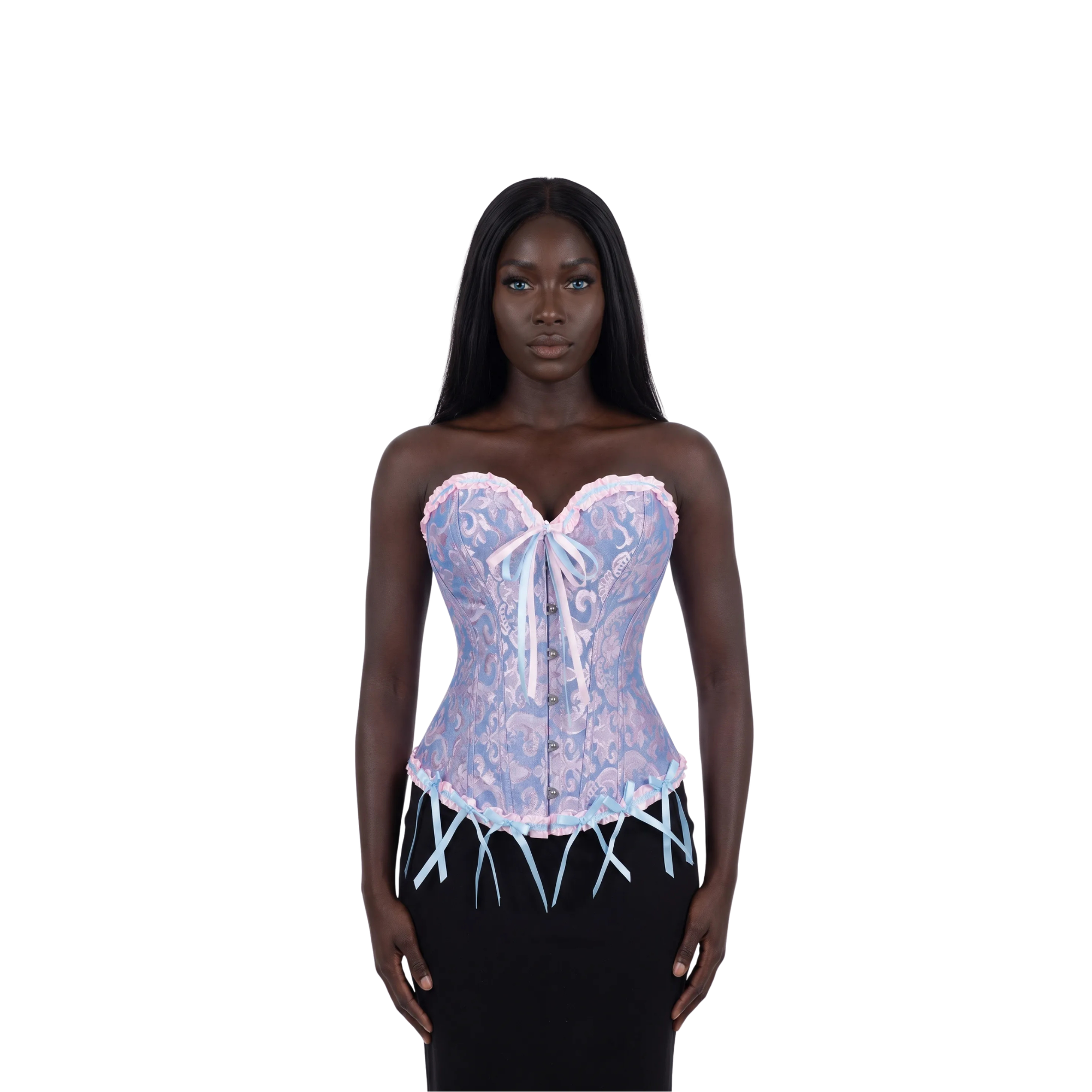 Corselet jacquard floral victorien – Fermeture busc devant