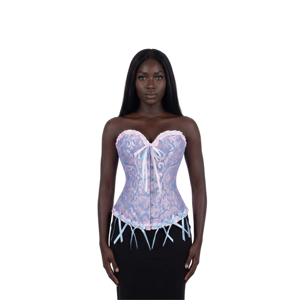 Corselet jacquard floral victorien – Fermeture busc devant