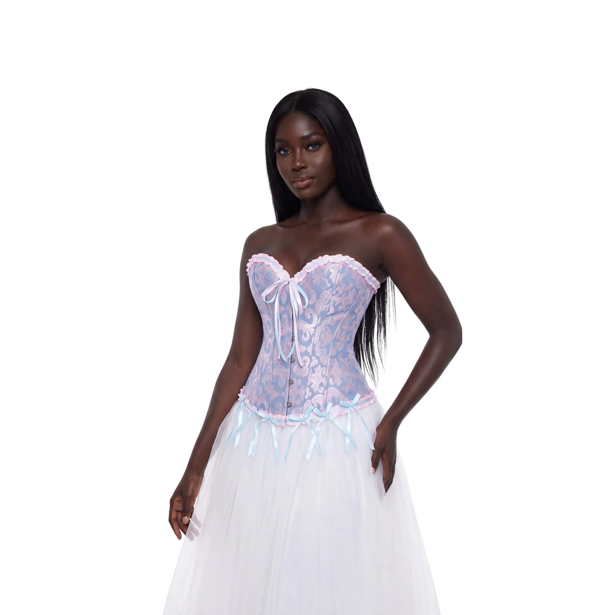 Corselet jacquard floral victorien – Fermeture busc devant