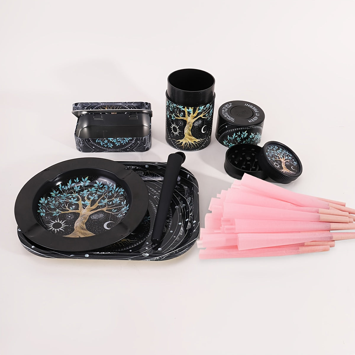 Coffret Fumeur 31pcs : Cones, Grinder, Cendrier, Boîte Métal, Accessoires by LSDLBoutique.ch