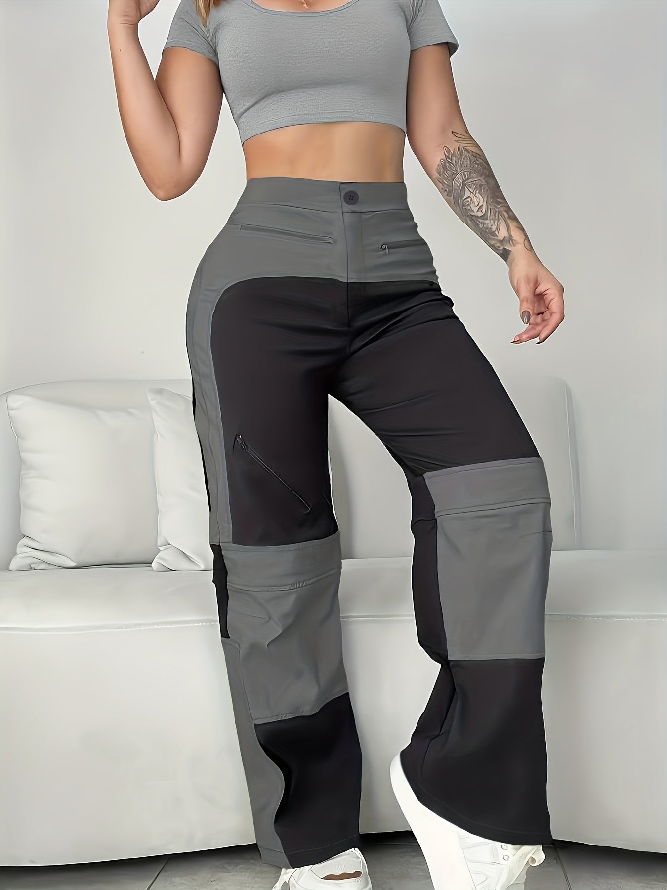 UrbanEase – Pantalon Cargo Femme Vintage à Blocs de Couleur by LSDLBoutique.ch